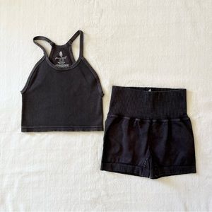 Free People Happiness Runs Crop Top and Good Karma Running Shorts